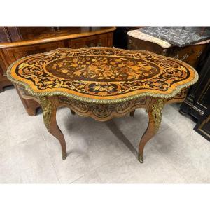 Napoleon III Marquetry Violin Center Table