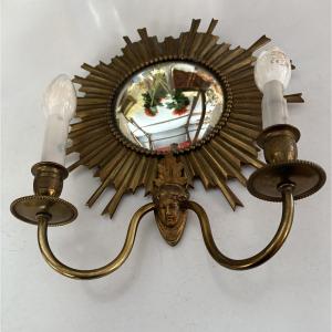 APPLIQUE MIROIR DE SORCIERE FORME SOLEIL,  TRAVAIL DE LA MAISON JANSENS