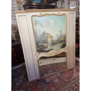 TRUMEAU DE STYLE LOUIS XV  EN BOIS LAQUE