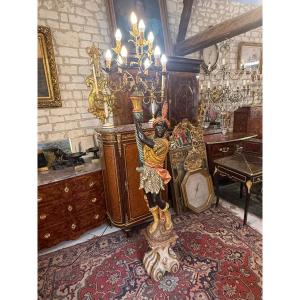 NUBIEN PORTE TORCHERE EN BOIS POLYCHROME