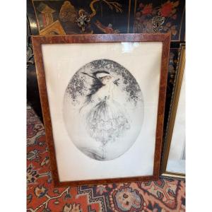 GRAVURE Louis ICART « Femme dénudée à l’oiseau »