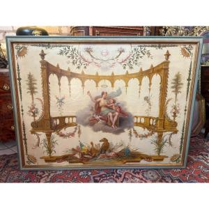 19th Century Oil On Canvas With Mythological Decorations 