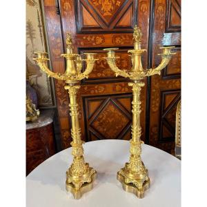 PAIRE DE CANDELABRES EPOQUE CHARLES X