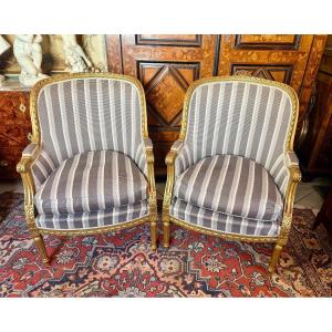 Pair Of Louis XVI Style Bergeres