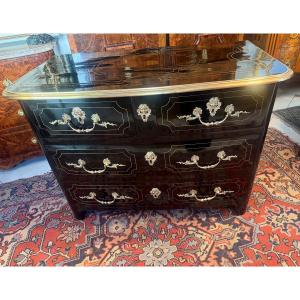 Louis XIV Period Chest Of Drawers In Black Lacquered Wood