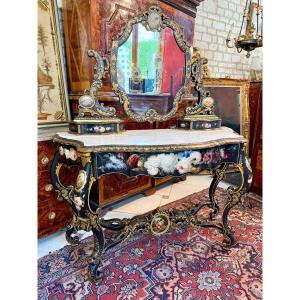 Napoleon III Period Dressing Table In Painted And Blackened Wood