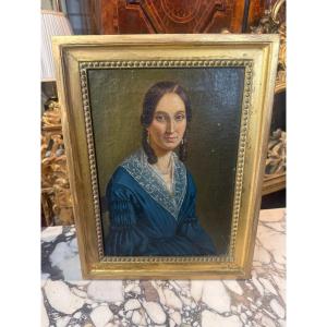 19th-century Oil Painting On Canvas Of A Young Woman