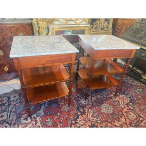 Pair Of Tables With Restauration-style Tops