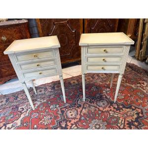 Pair Of Louis XVI-style Lacquered Nightstands
