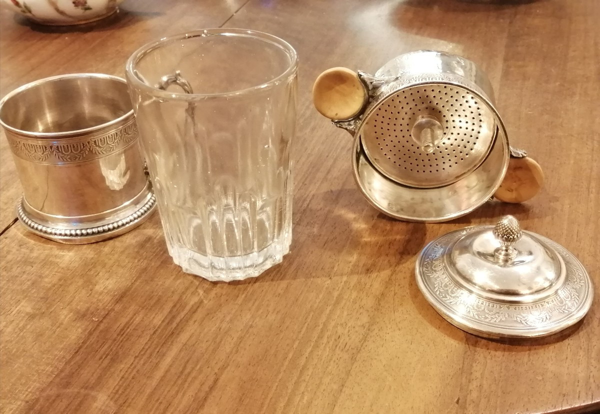 Théière, Cafetière, Filtre,  de Voyage Argent Massif époque XIXe-photo-3