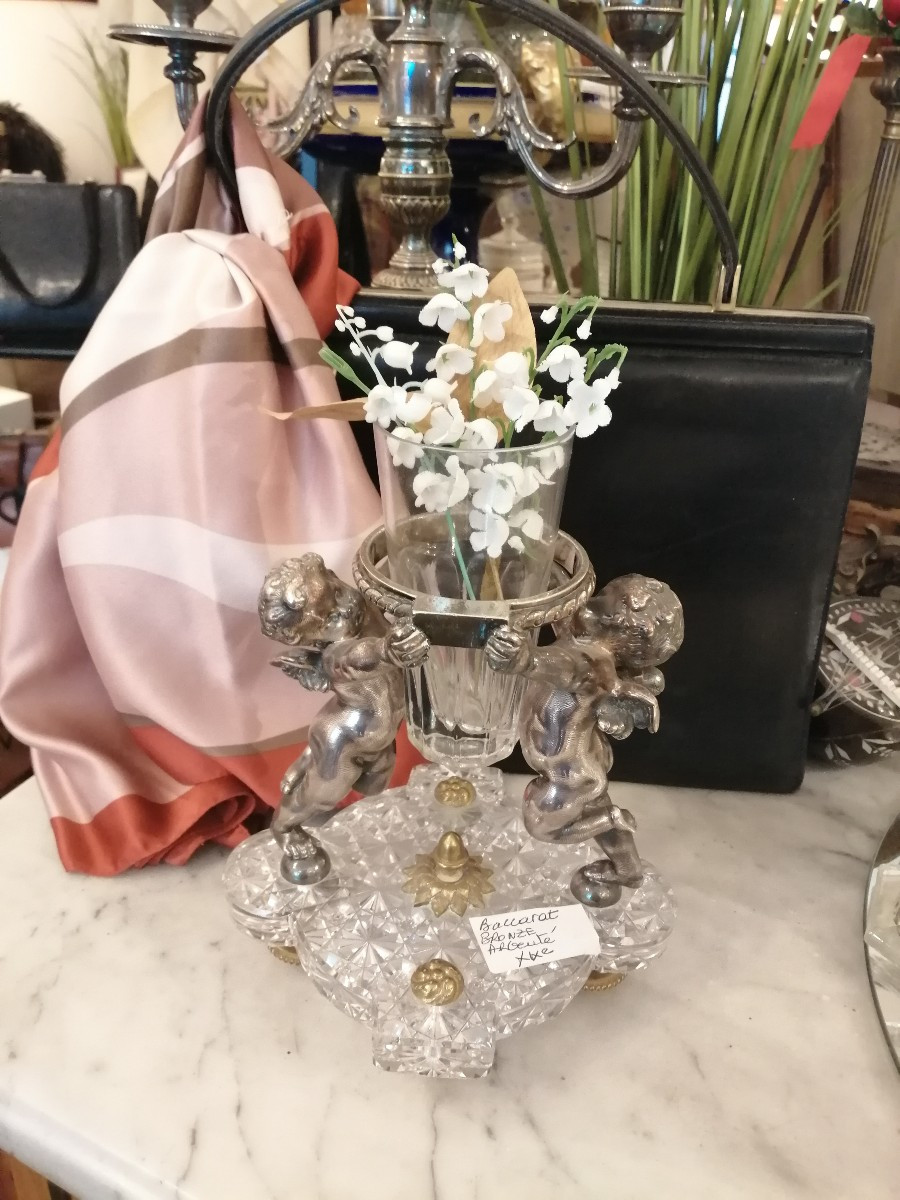 19th Century Baccarat And Silver-plated Bronze Table Display 