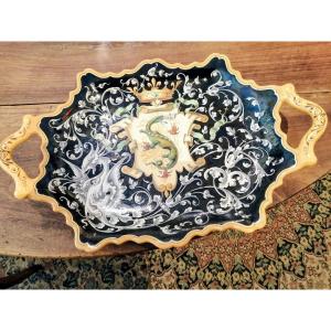Large Blois Earthenware Dish Signed E. Ballon Xth