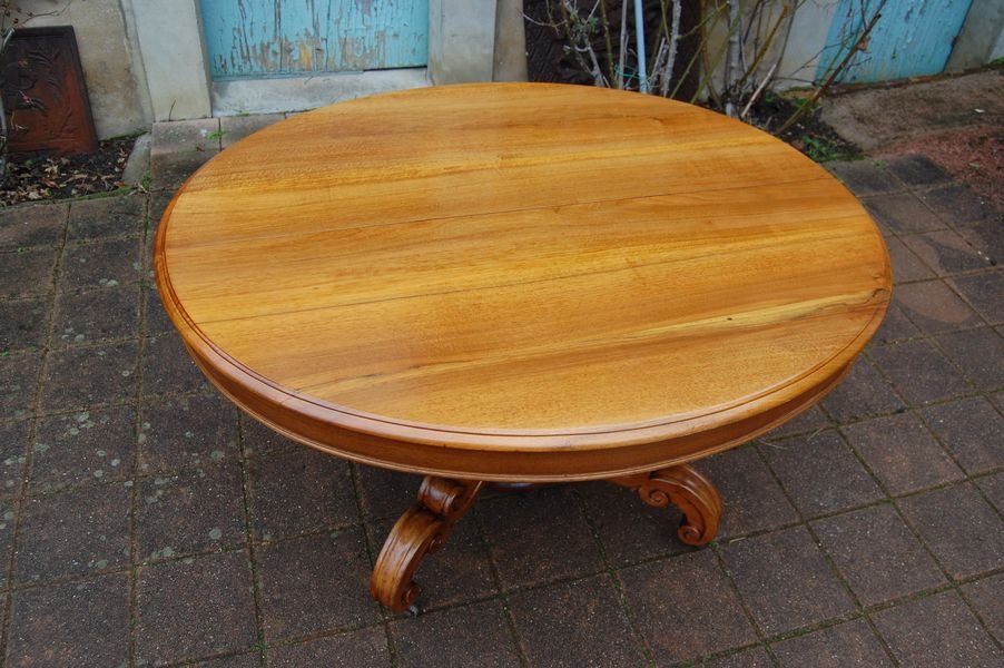 Napoleon III Table With Central Foot In Walnut With Six Extensions 16 Place Settings Late 19th Century-photo-3
