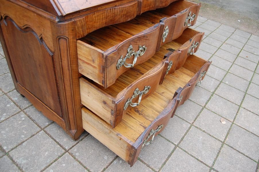 Commode Bureau à Pente D époque Louis XV En Noyer Du 18e Siécle En Noyer-photo-7