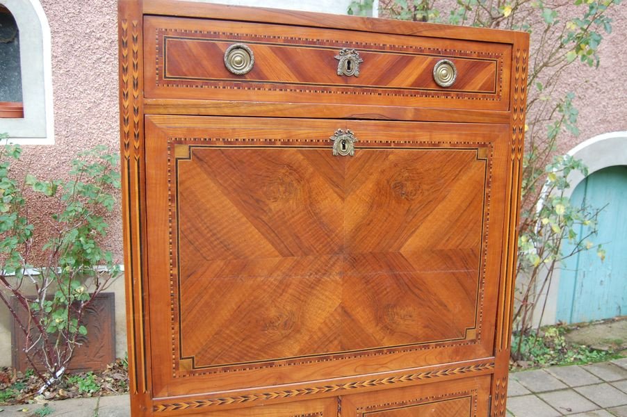 Secretary D Louis XVI Period In Walnut From The 18th Century-photo-4