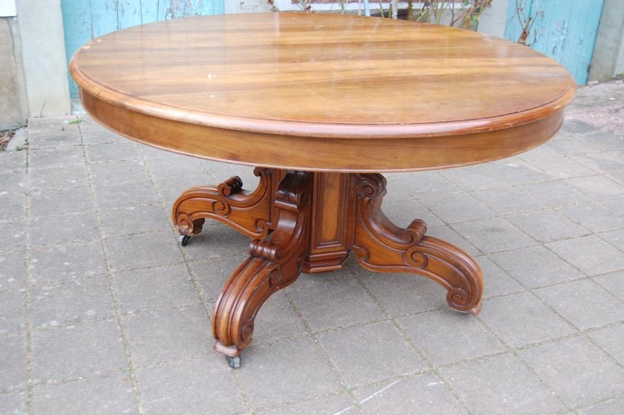 Table A Central Foot With Extensions 14 Walnut Cutlery From The 19th Century-photo-4