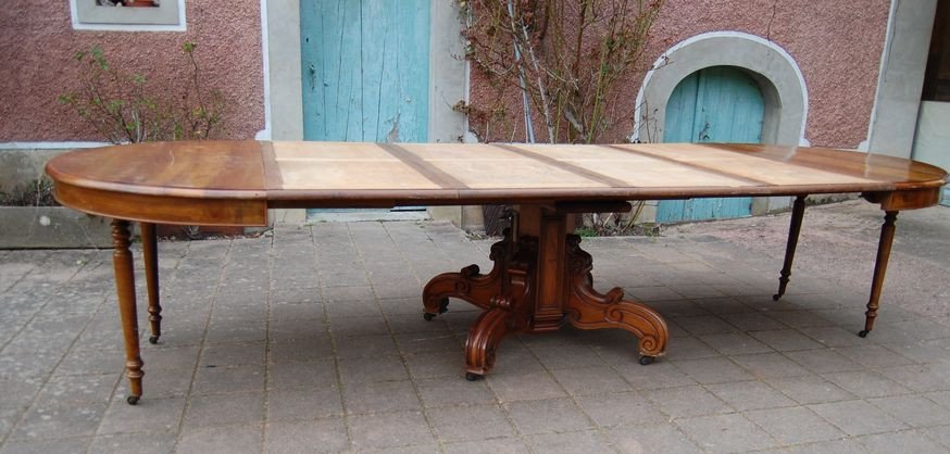 Table A Central Foot With Extensions 14 Walnut Cutlery From The 19th Century-photo-1