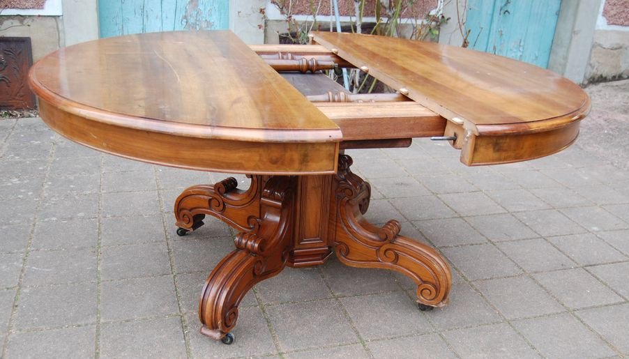 Table A Central Foot With Extensions 14 Walnut Cutlery From The 19th Century-photo-2