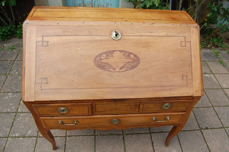 Bureau A Slope D Louis XVI In Walnut From The 18th Century-photo-6