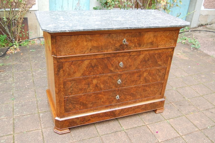 Louis Philippe Period Secretary Commode In Walnut From The 19th Century-photo-1