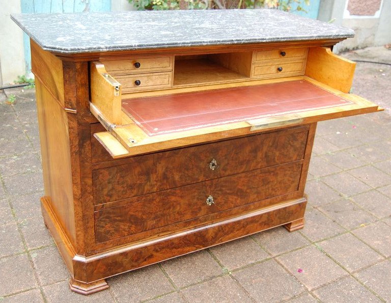 Louis Philippe Period Secretary Commode In Walnut From The 19th Century