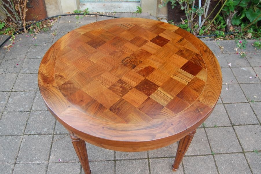 Table Ronde Louis XVI Du 19e Siécle En Noyer-photo-1
