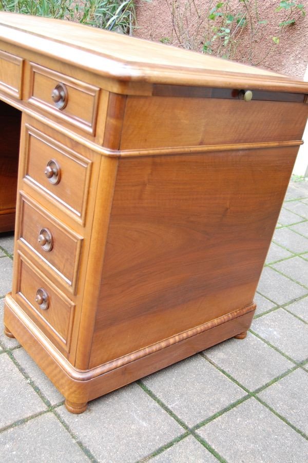 Louis Philippe Period Pedestal Desk In Walnut From The 19th Century-photo-1