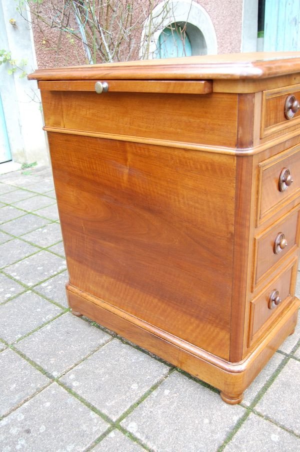 Louis Philippe Period Pedestal Desk In Walnut From The 19th Century-photo-2