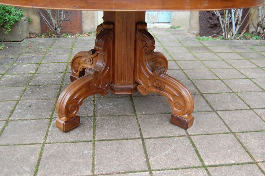 Napoleon III Walnut Central Foot Table Late 19th Century-photo-1