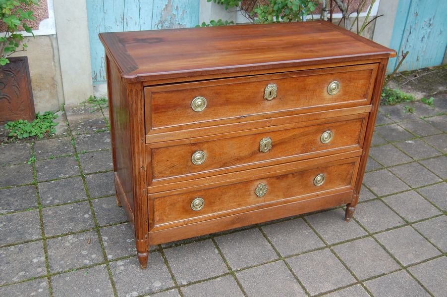 Louis XVI Period Secretary Commode In Walnut From The 18th Century-photo-1