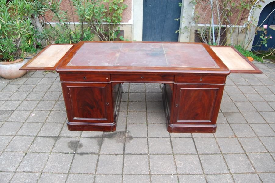  Bureau à Caisson D époque Louis Philippe  En Acajou Du 19e Siécle-photo-2