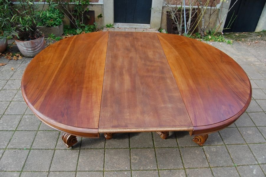 Large 19th Century Napoleon III Walnut Table 16 Place Settings With 4 Extensions-photo-7