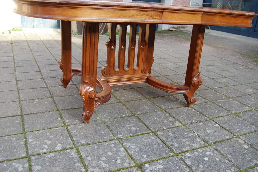 Napoleon III Central Leg Table In Walnut 14 Place Settings With 3 Extensions End Of The 19th Century-photo-2
