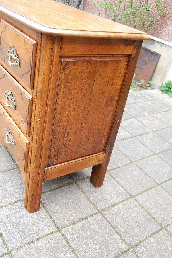 Petite Commode Parisienne Louis XV En Noyer Du 18e Siécle-photo-2