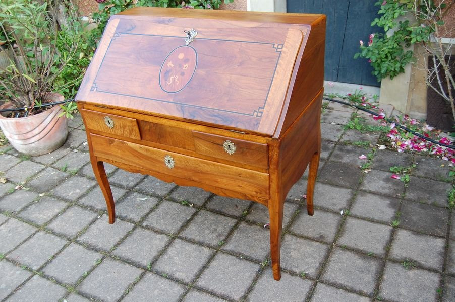 Louis XV Louis XVI Period Sloping Desk In Walnut From The 18th Century-photo-2
