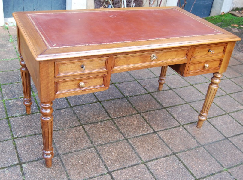 Louis Philippe Style Walnut Desk, Late 19th Century