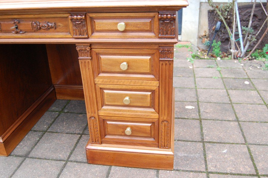 bureau à caisson d époque napoléon III en noyer fin du 19e siécle-photo-3