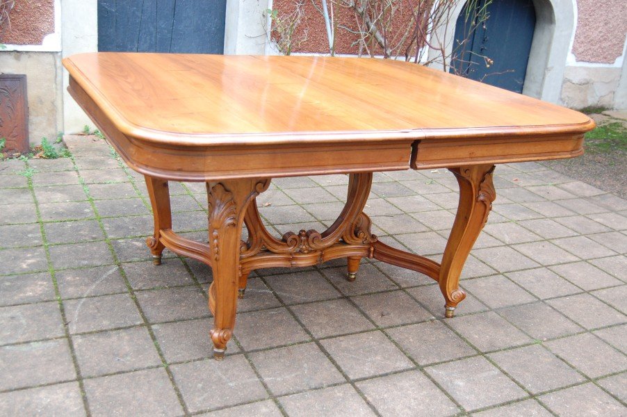 Napoleon III Style Walnut Table In The Louis XV Style, Late 19th Century, With Extensions, Seats 22.-photo-3