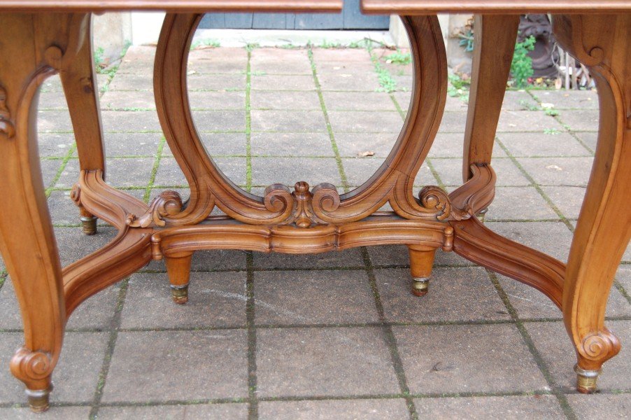 Napoleon III Style Walnut Table In The Louis XV Style, Late 19th Century, With Extensions, Seats 22.-photo-1