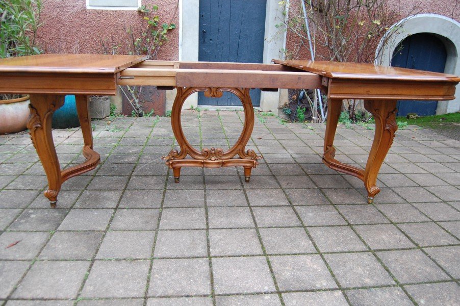 Napoleon III Style Walnut Table In The Louis XV Style, Late 19th Century, With Extensions, Seats 22.-photo-3