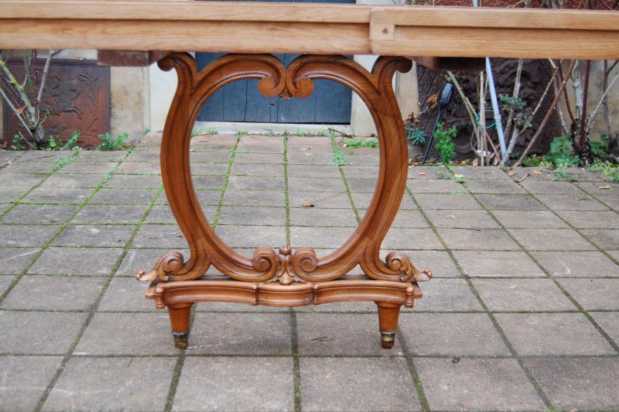 Napoleon III Style Walnut Table In The Louis XV Style, Late 19th Century, With Extensions, Seats 22.-photo-4