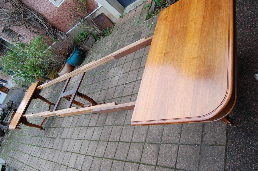 Napoleon III Style Walnut Table In The Louis XV Style, Late 19th Century, With Extensions, Seats 22.-photo-5