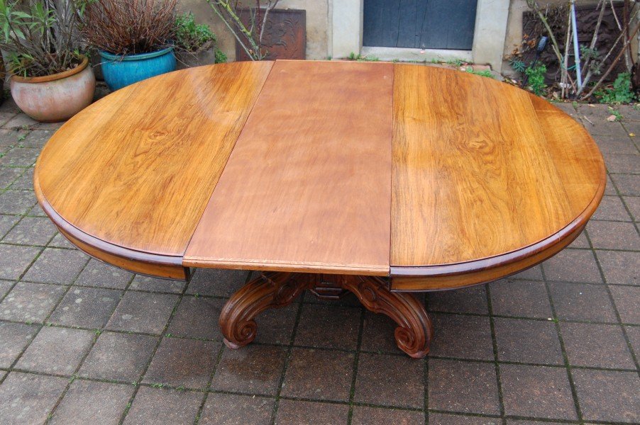 Large Napoleon III Style Walnut Table From The Late 19th Century, Seating 20 With Six Extensions-photo-2