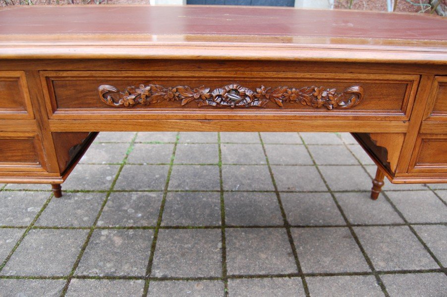 Louis XVI Style Desk From The Napoleon III Period In Walnut, Late 19th Century-photo-4