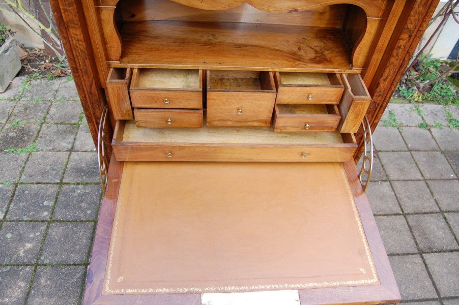 Louis Philippe Period Walnut Secretary Desk From The 19th Century-photo-1
