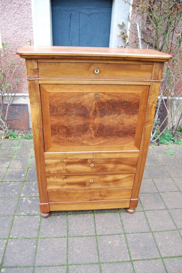 secrétaire  bureau d époque louis philippe en noyer du 19e siécle-photo-2