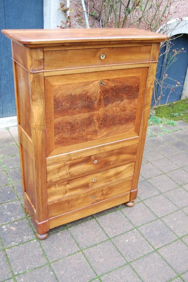 secrétaire  bureau d époque louis philippe en noyer du 19e siécle-photo-1