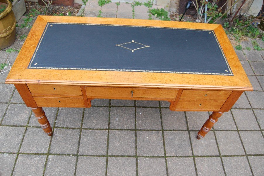 Louis Philippe Period Desk In Speckled Maple From The 19th Century-photo-2