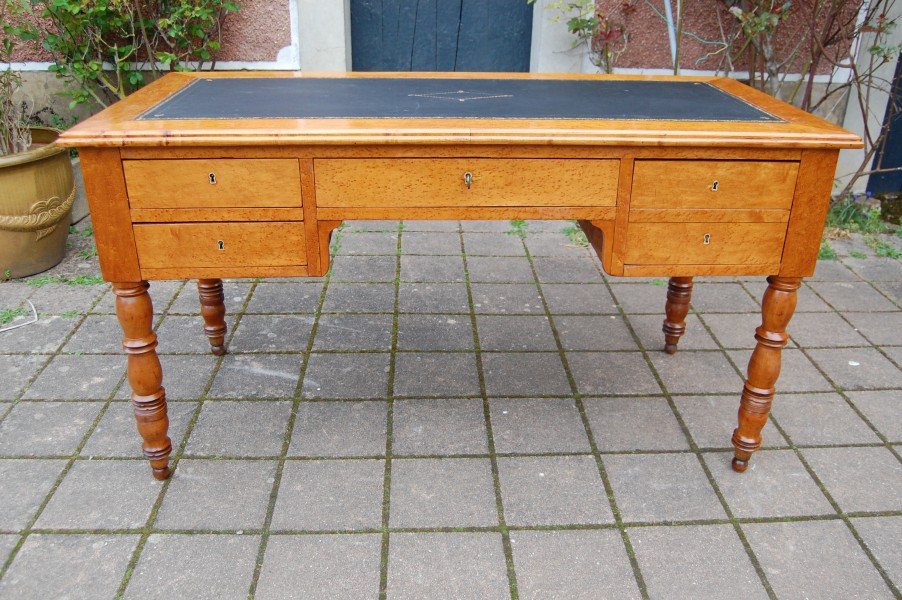 Louis Philippe Period Desk In Speckled Maple From The 19th Century-photo-3