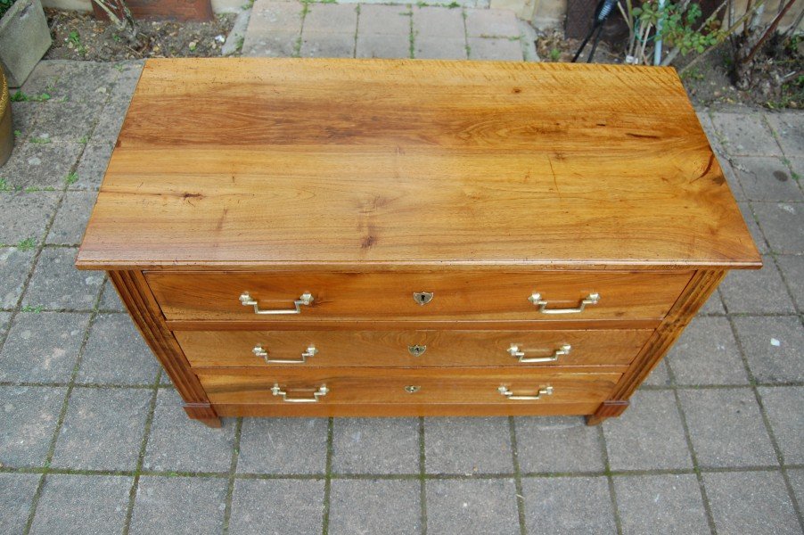 Louis XVI Period Low Chest Of Drawers In 18th-century Walnut-photo-2